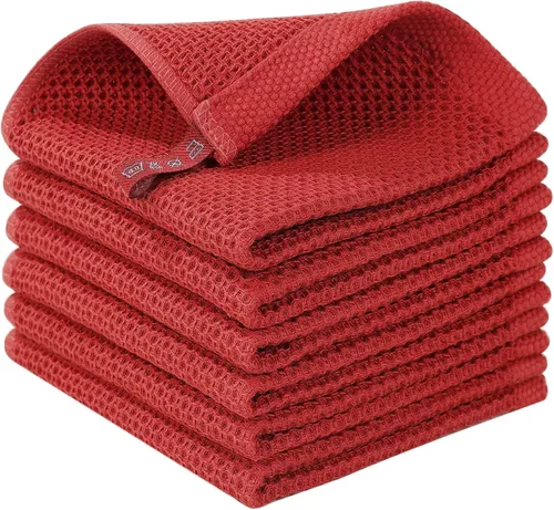Miniatura 94 de Homaxy Paños de cocina de 100% algodón con tejido de gofre, ultra suaves, absorbentes, de secado rápido, 12 x 12 pulgadas, paquete de 6, amarillo