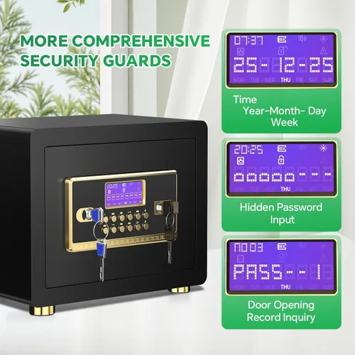 Miniatura 2 de Caja de seguridad con teclado digital y sistema de alarma - Caja de bloqueo electrónico para joyas y dinero en efectivo con estantes ajustables