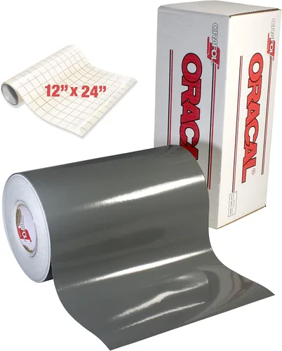 ORACAL 651 Vinilo adhesivo gris oscuro brillante para Cameo, Cricut y Silhouette incluyendo rollo de papel de transferencia transparente (6 pies x