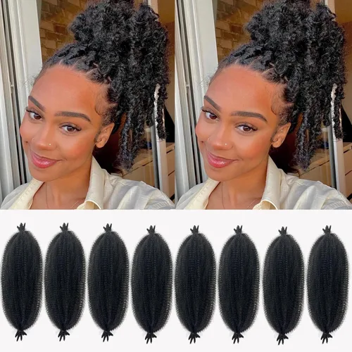Miniatura 47 de Cabello afro Twist morado degradado de 16 pulgadas, cabello Marley pre-separado para rastas suaves, cabello trenzado Marley Twist Ombre Kinky Spring