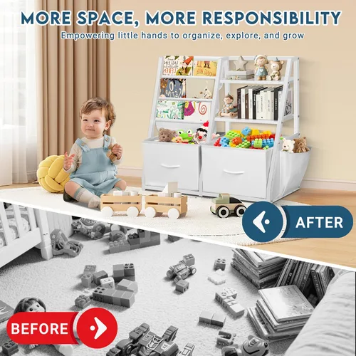 Miniatura 4 de LOFTEY Estantería infantil y almacenamiento de juguetes, estante para libros para habitación de niños, estantería Montessori para niños pequeños