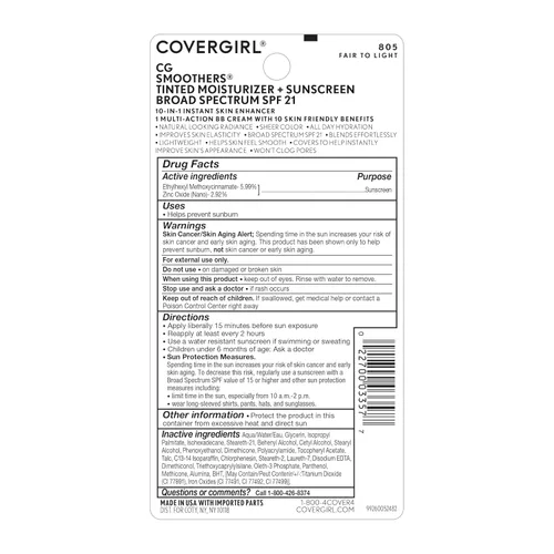 Miniatura 5 de COVERGIRL Smoothers - Crema BB ligera, Fair to Light 805, 1.35 onzas (el embalaje puede variar) Ligero Hidratante 10 en 1 Potenciador de la piel