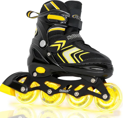 Miniatura 13 de Nattork Patines en línea ajustables para niñas y niños con ruedas completamente iluminadas, patines en línea para principiantes para niños y jóvenes