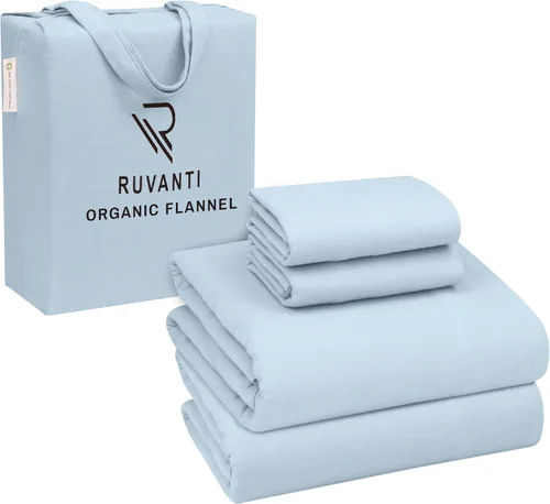 Miniatura 60 de RUVANTI Juego de sábanas de franela tamaño King - 100% algodón cepillado, juego de sábanas de cama tamaño King - bolsillos profundos de 16 pulgadas