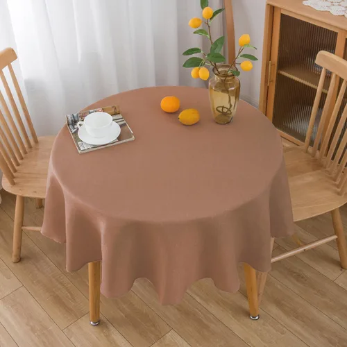 Miniatura 14 de NLMUVW Mantel de Lino Marrón para Mesas Redondas, Mantel Pequeño Color Chocolate, Cubierta de Mesa Estilo Granja para Cocina, Comedor, Café, 36