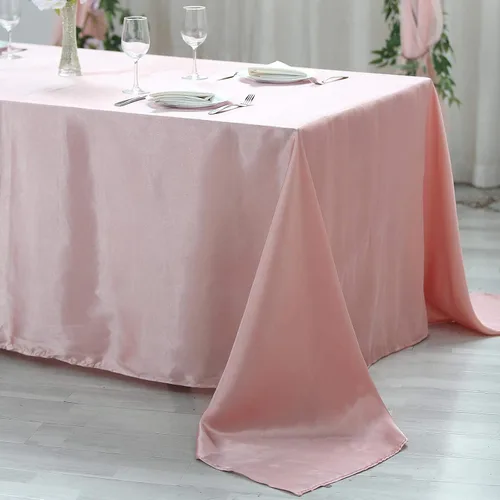 Miniatura 3 de BalsaCircle - Mantel rectangular de satén rosa polvoriento, 90 x 132 pulgadas, mantel para mesa de boda, fiesta, recepción, eventos, cocina y comedor