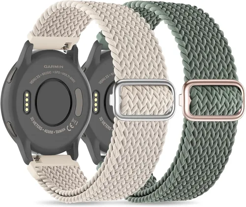 Miniatura 9 de Sunnyson Paquete de 2 bandas elásticas trenzadas compatibles con Garmin Venu/Venu Sq/Garmin Vivoactive 3/Vivoactive 3 Music/GarminActive 0.205 in