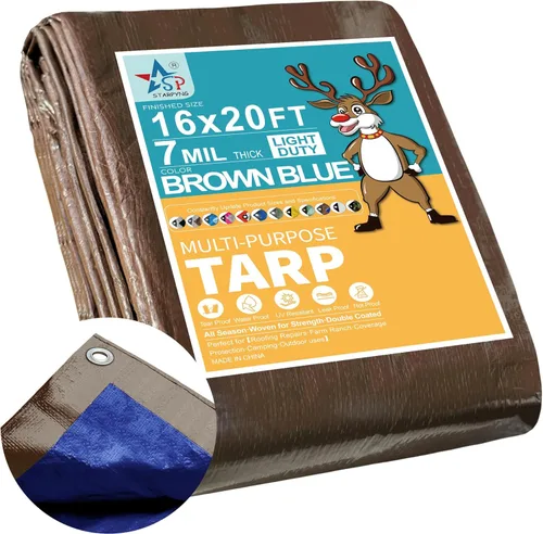 Miniatura 35 de STARPYNG - Lona azul de 7 mm 6x8 pies - Lona impermeable multifuncional azul - Lona impermeable de polietileno resistente a los rayos UV, a prueba