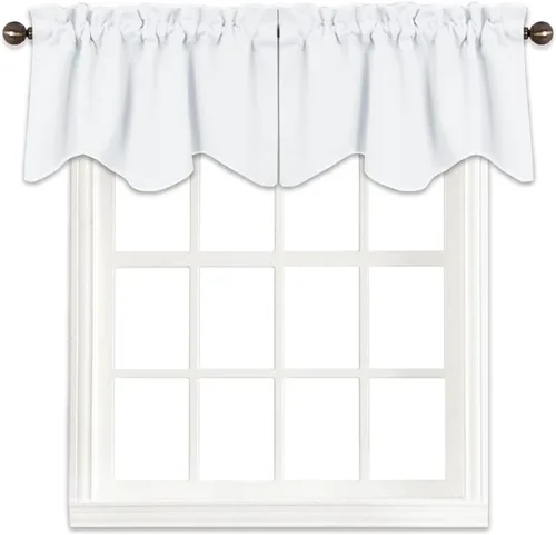 Miniatura 6 de NICETOWN Cenefa de ventana para dormitorio, ahorro de energía, bolsillo para barra, cenefa festoneada corta para ventana pequeña para lavandería