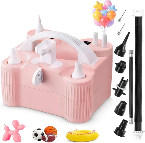 4-in-1 Electric Balloon Pump for All Balloons,Portable Dual Nozzle 600W Air Pump for Balloons,High Power Balloon Blower for Latex Foil 260q Mylar
