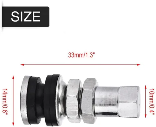 Miniatura 3 de 10Pack Metal Valve Stems TR161 Car Truck Bolt in Tire Tyre Valve Short Stems with Dust Cap Black for ATV Car Go-Kart Boat Trailer Motorcycle