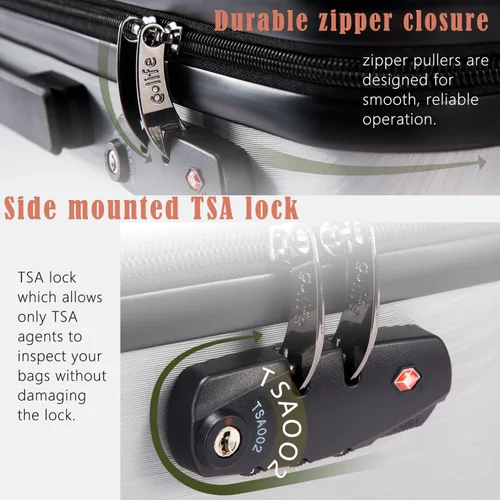 Miniatura 5 de Coolife - Maleta de mano de PC+ABS con candado TSA y carcasa dura y ligera, de 20, 24 y 28 pulgadas