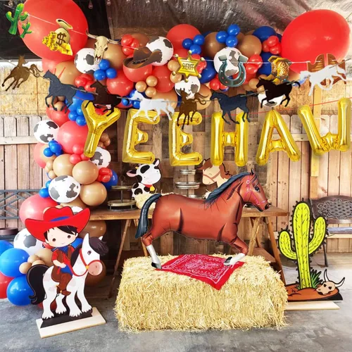 Miniatura 7 de Yee Haw Globos de Yee Haw Western Party Western Cowboy Yee Haw Banner Decoración de fiesta de vaquera decoración de cumpleaños de vaquera decoración