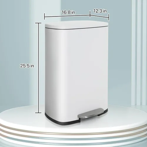 Miniatura 7 de Cubo de basura de 13 galones con tapa de cierre suave, cubo de basura de cocina con pedal de acero inoxidable, cubo extraíble resistente al olor