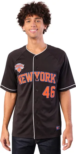 Miniatura 18 de Ultra Game Camiseta de béisbol oficial de la NBA con botones y botones para hombre Negro 23