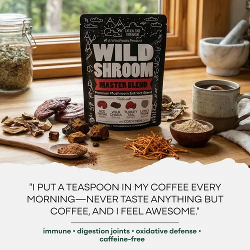 Miniatura 5 de Wild Foods Mezcla de hongos salvajes Reishi, Chaga, Cordyceps, cola de pavo y melena de león - Paquete de 4 onzas - Reductor de estrés adaptogénico