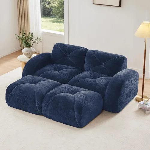 Miniatura 56 de Sofás modulares modulares de 110.6 pulgadas para sala de estar, sofá moderno de terciopelo sin hueso, no requiere montaje, cómodo sofá sin hueso