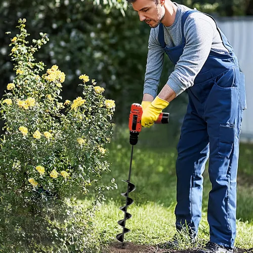Miniatura 7 de Broca de taladro de jardín de 3 x 24 pulgadas para plantar y excavar agujeros de poste, diseño en espiral mejorado, eje sólido, compatible