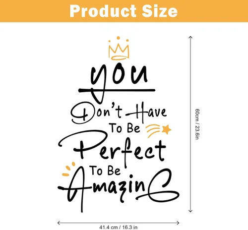 Miniatura 2 de CEYAZYE Calcomanías motivacionales – No tienes que ser perfecto para ser increíble, calcomanías de pared para despegar y pegar, citas inspiradoras