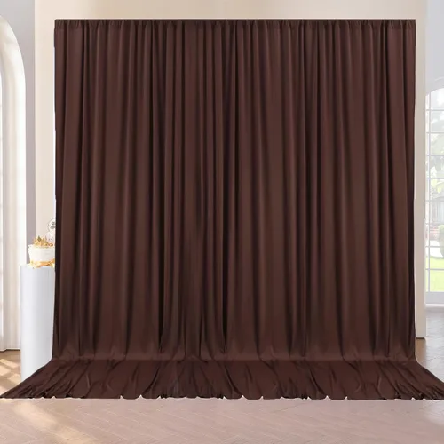 Miniatura 127 de Cortinas de telón de fondo granate de 10 pies x 10 pies sin arrugas para fiestas, 2 paneles de cortinas de telón de fondo de poliéster sedoso
