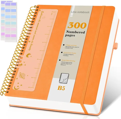 Miniatura 12 de Cuaderno de espiral A4 de 8.5 x 11 pulgadas, 256 páginas numeradas, de tapa dura, de cuero, para mujeres y hombres, cuadernos grandes rayados