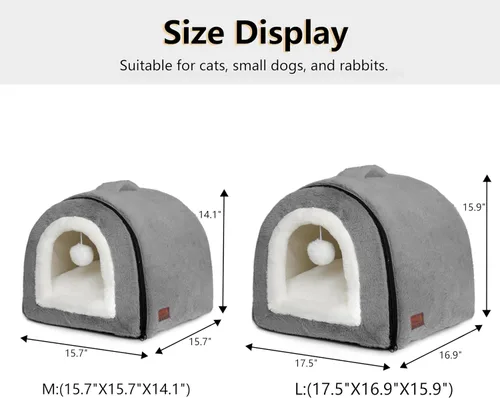 Miniatura 6 de Cama para gatos de interior, cueva plegable para gatos, fondo antideslizante y resistente al agua, casas para gatos de interior o perros pequeños