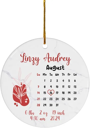 FLOCHIL Adorno personalizado para la primera Navidad del bebé 2024 para niña, adorno personalizado de primera Navidad para bebés 2024 con nombre,