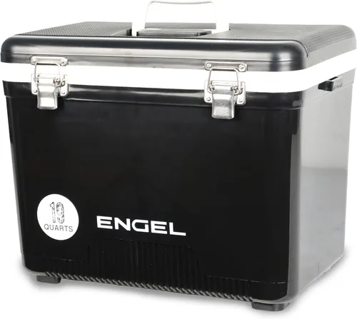 Engel Hielera Drybox de 19 cuartos de galón, a prueba de fugas, hermética, y lonchera pequeña de carcasa dura para hombres y mujeres Negro