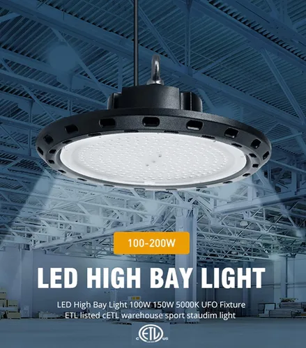 Miniatura 4 de Q QINGCHEN Luz LED de alta bahía 150W 21,000lm 5000K, luz LED de alta bahía con certificación ETL para taller de trabajo de fábrica, alternativa a