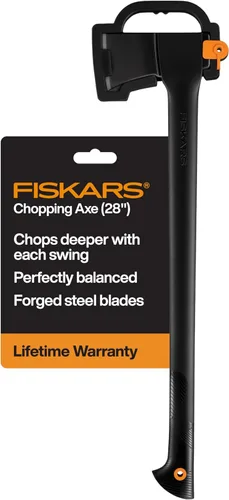 Fiskars Hacha de corte de 28 pulgadas, hoja ultraafilada para leña con facilidad, peso equilibrado, equipo de jardín y exterior, 3.5 libras, color