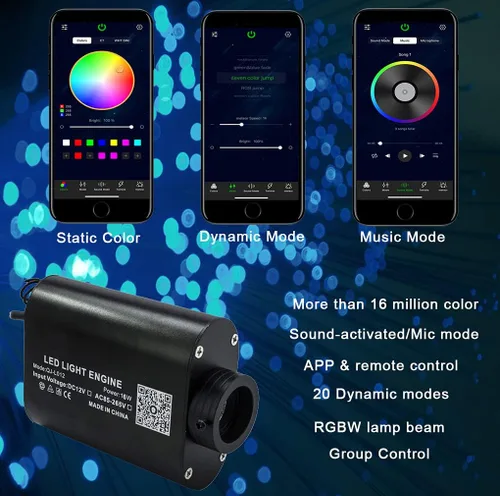 Miniatura 2 de Azimom - Kit de luz de techo cielo estrellado, LED RGBW fibra óptica musical con sensor de sonido 16W