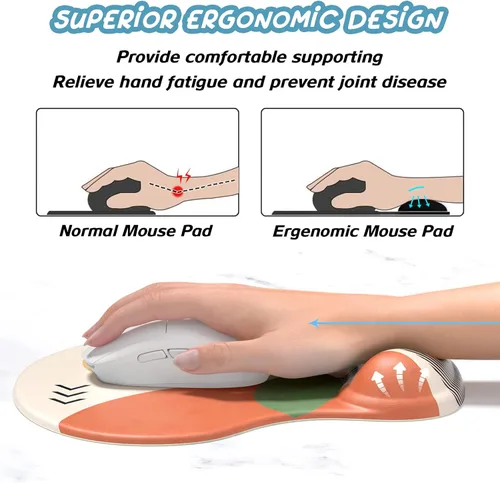 Miniatura 2 de Hsurbtra - Alfombrilla ergonómica para mouse con soporte para el reposamuñecas, alfombrillas de gel con base de poliuretano antideslizante, tapete