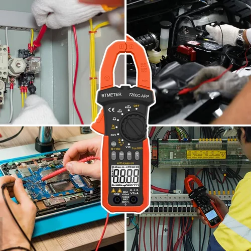 Miniatura 5 de BTMETER Multímetro de abrazadera digital, rango automático 4000 TRMS AC DC voltímetro amperímetro prueba voltios amperios ohmios frecuencia