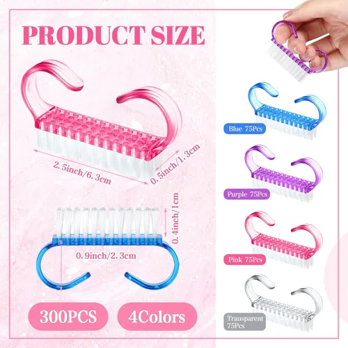 Miniatura 2 de Tanlade - 300 cepillos de uñas con mango a granel, pequeño cepillo de limpieza para uñas, fácil de usar, a granel para hombres y mujeres, pies