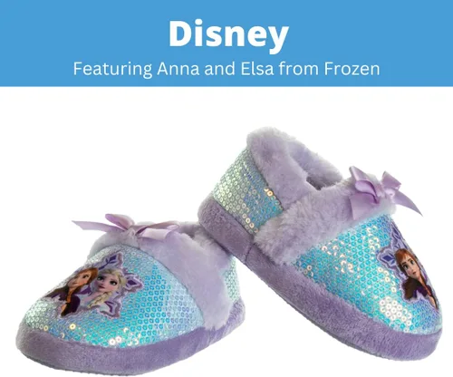 Miniatura 2 de Disney Frozen Elsa and Anna Girls Slippers - Plush Non-Slip Comfy Fluffy Lightweight Warm Comfort Soft Aline Indoor House Slippers