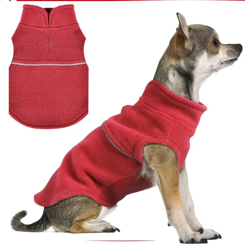 Miniatura 10 de Suéteres para perros pequeños hembra, chaleco de forro polar para perro con agujero para correa, suéter pullover cálido, chaqueta para cachorro