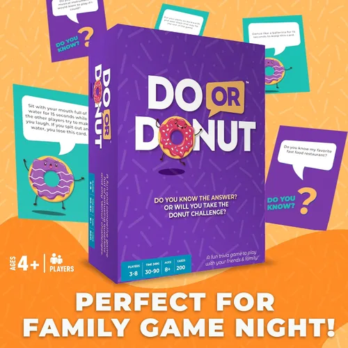 Miniatura 6 de Juego de cartas Do or Donut – Emocionante desafío de noche de juegos en familia y para parejas, juego divertido para reuniones familiares, fiestas