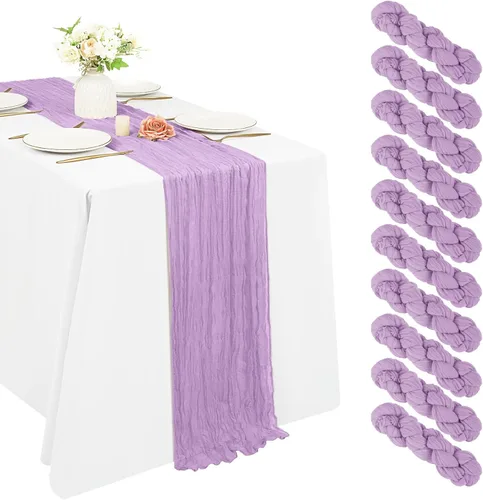 Miniatura 34 de 10 piezas de camino de mesa de estopilla en azul bebé 10 pies, camino de mesa de gasa para recepción de boda, despedida de soltera, fiesta