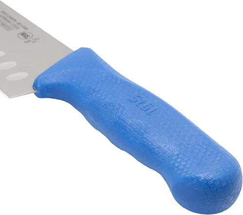 Miniatura 2 de Winco KWP-70U Stäl Stäl - Cuchillo Santoku de 7 pulgadas, hoja de acero inoxidable, borde hueco de Granton, mango de plástico azul