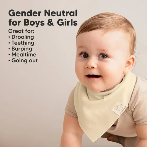 Miniatura 6 de KeaBabies 8 unidades de baberos orgánicos tipo bandana para niñas - Baberos tipo triángulo súper absorbentes para bebés que babean y están