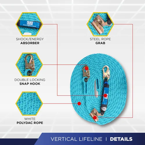Miniatura 4 de Palmer Safety V5504 Kit de techado, arnés de construcción, conjunto de línea de vida vertical y bolsa de lona Azul