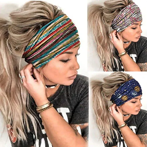 Morebrave Boho Bandeau - Diadema ancha tipo bandana con diseño de mariposa, para yoga, estampado floral, accesorios para el cabello, ideal para