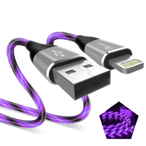 Miniatura 10 de Cable cargador de iPhone con luz LED, cables Lightning LED paquete de 1 Certificado MFi de Apple Cable de carga rápida USB para Apple iPhone 13