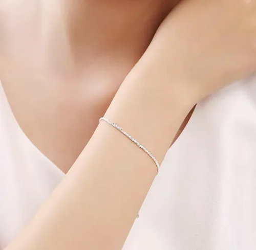 Miniatura 6 de Silver Link Bracelet, Silver Adjustable Chain Bracelets, Dainty Sparkle Chain Bracelet Jewelry for Women