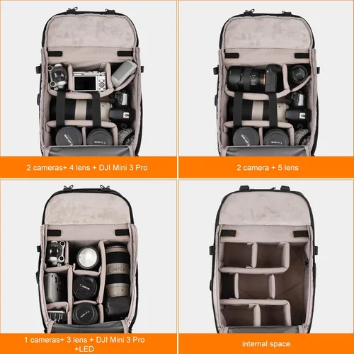 Miniatura 2 de Besnfoto Mochila para cámara para fotógrafo, bolsa impermeable expandible para cámara DSLR/SLR/sin espejo/Drones para laptop de hasta 16 pulgadas