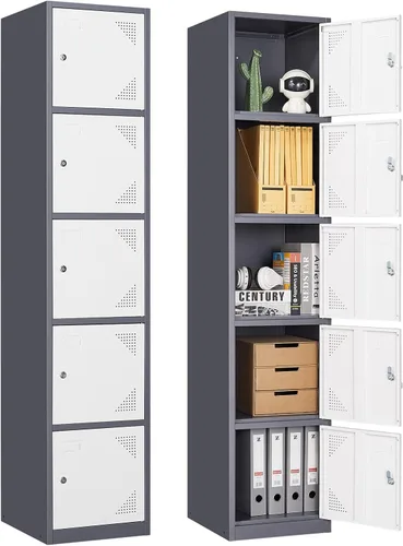 Miniatura 17 de Taquilla de metal para el hogar, vestidor, armarios de almacenamiento de acero de 71 pulgadas para empleados, armario con cerradura con 2 puertas
