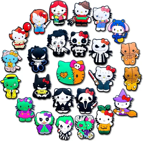 Dijes de zapatos de dibujos animados de Halloween para decoración de sandalias, pulseras, dijes de terror para adultos, adolescentes, niños,