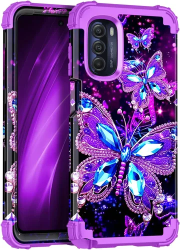 Miniatura 23 de Miqala Funda para Moto G Play 5G 2024, que brilla en la oscuridad, tres capas, resistente, a prueba de golpes, protección de cuerpo completo