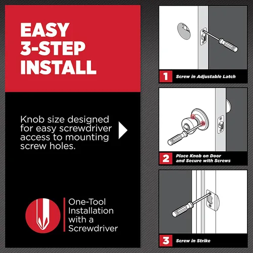Miniatura 4 de Kwikset Hancock - Pomo de puerta interior de privacidad con cerradura, manija de puerta para baño y dormitorio, perilla de puerta con cerradura