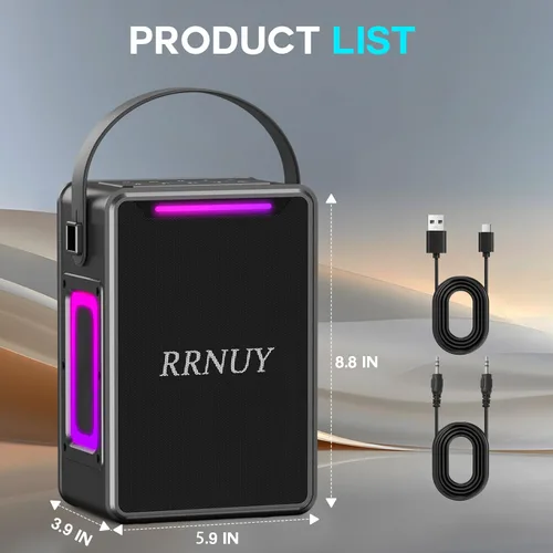Miniatura 9 de Altavoz Bluetooth portátil de 60 W IPX6 impermeable altavoces inalámbricos con graves profundos, emparejamiento TWS, sonido estéreo DSP, luz LED